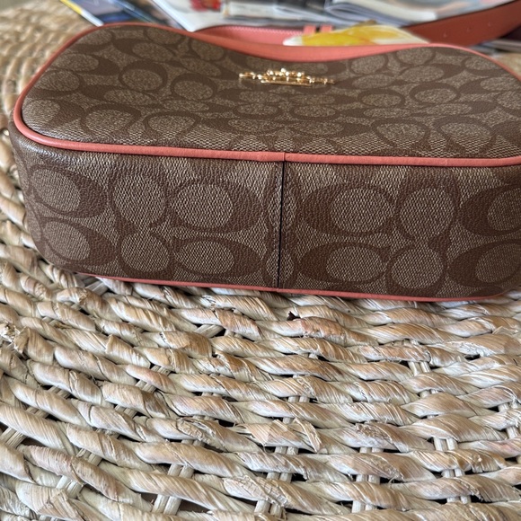 Coach Signature Brown and Coral Crossbody Bag - Picture 2 of 4